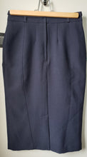 Load image into Gallery viewer, Back of Women's Atmosphere navy pencil skirt with belt