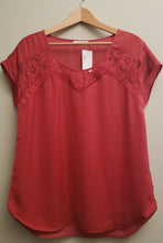 Load image into Gallery viewer, front view of Ricki's laced shirt burnt orange colour size large