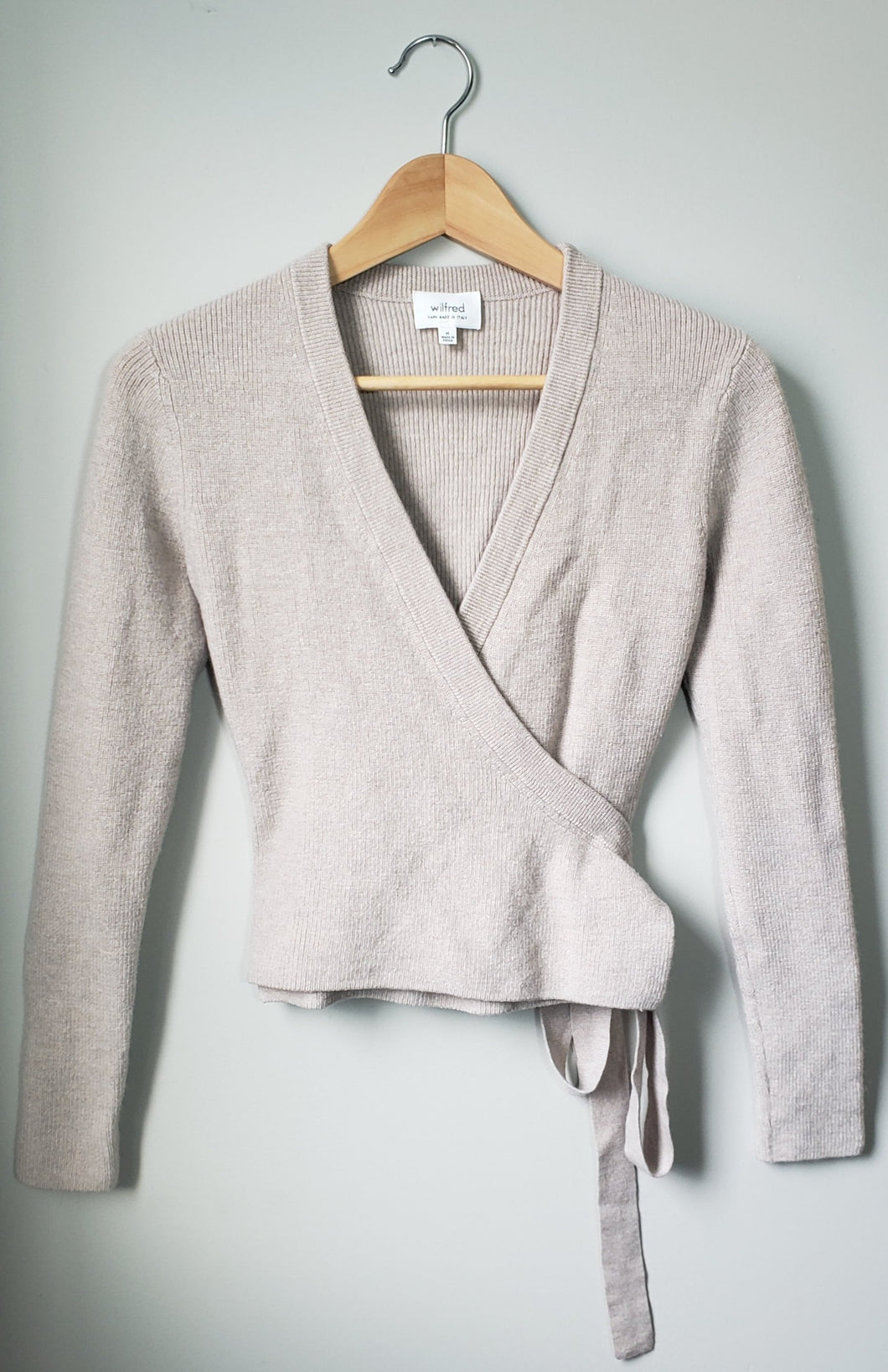 Wilfred Beige Knit Wrap Top (Size XS)