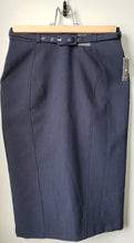 Load image into Gallery viewer, Front of Women&#39;s Atmosphere navy pencil skirt with belt size 0 (zero)
