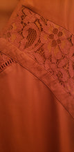 Load image into Gallery viewer, close view of Ricki&#39;s laced top, burnt orange colour, size large
