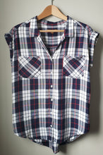 Load image into Gallery viewer, Oversized Plaid Sleeveless Button-Up Shirts (Size Small-Medium)
