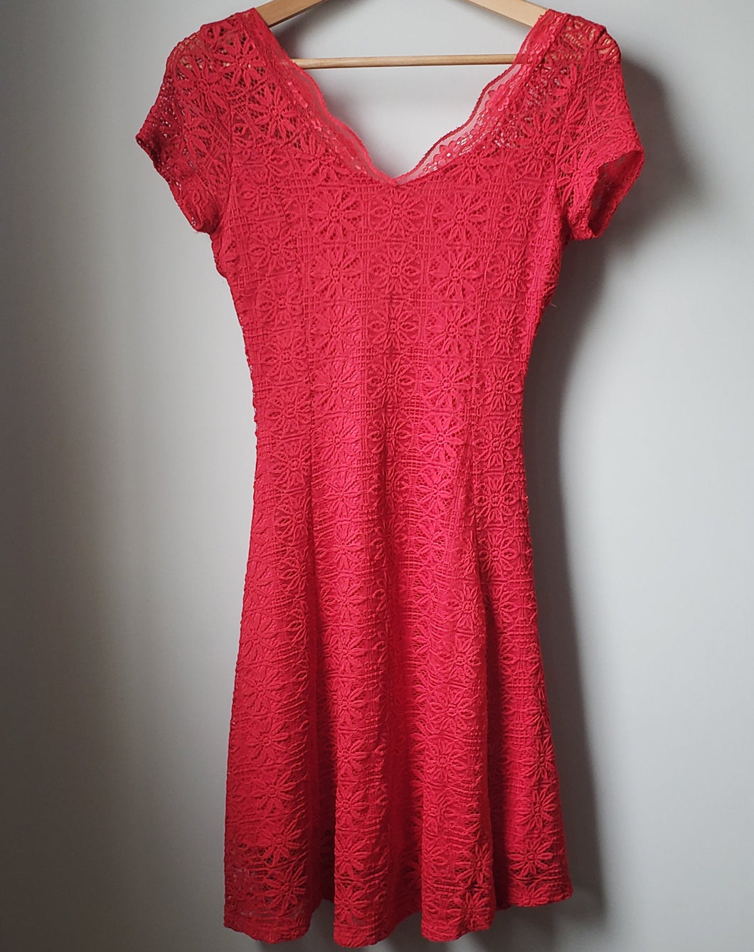 Suzy Shier Red Lace Dress (Small)