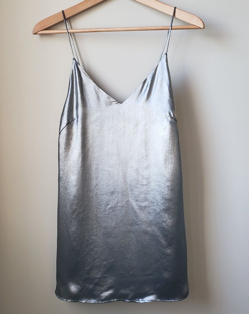 Wilfred Free Metallic Charcoal Slip Dress (Size XXS)