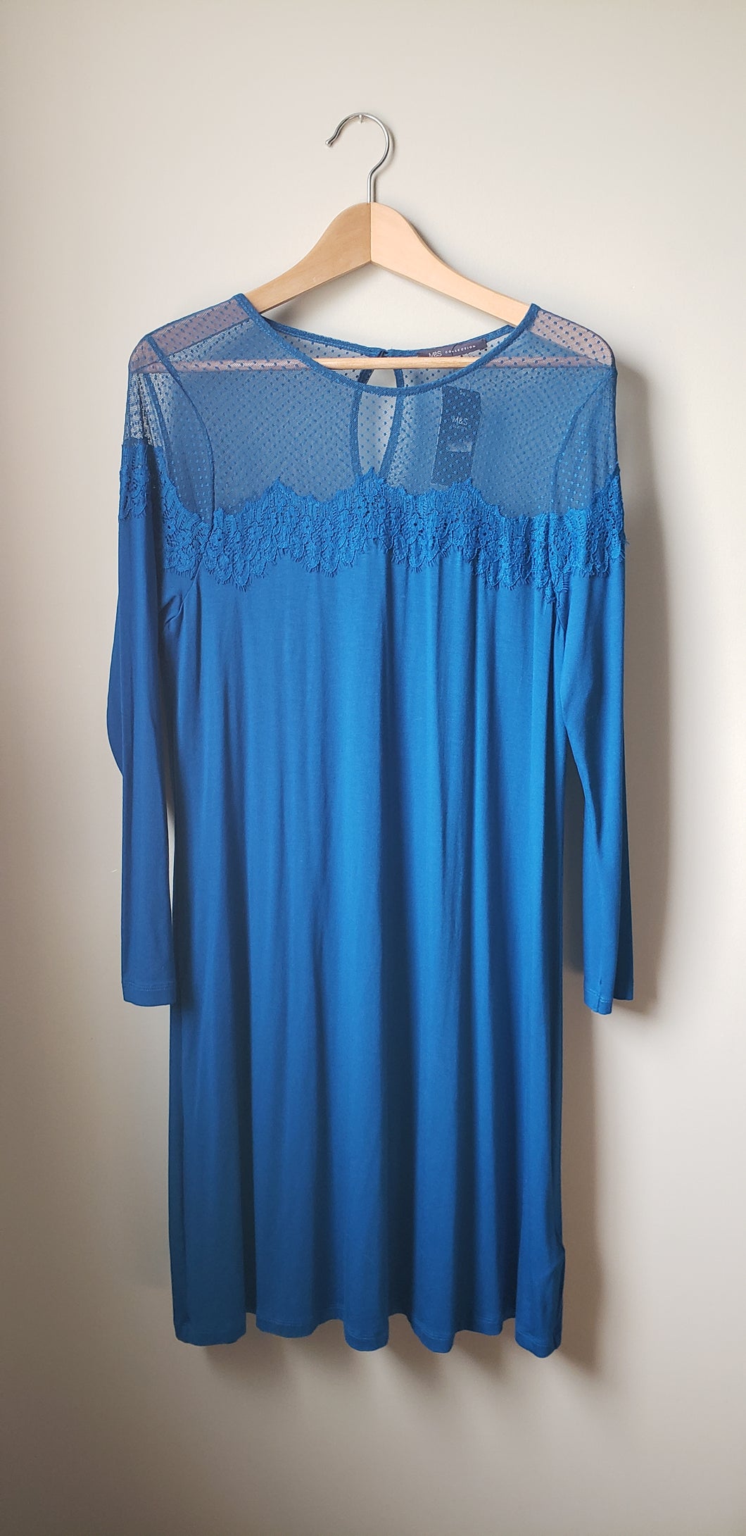 M&S Collection Lace Jersey Dress (Size Large/14)