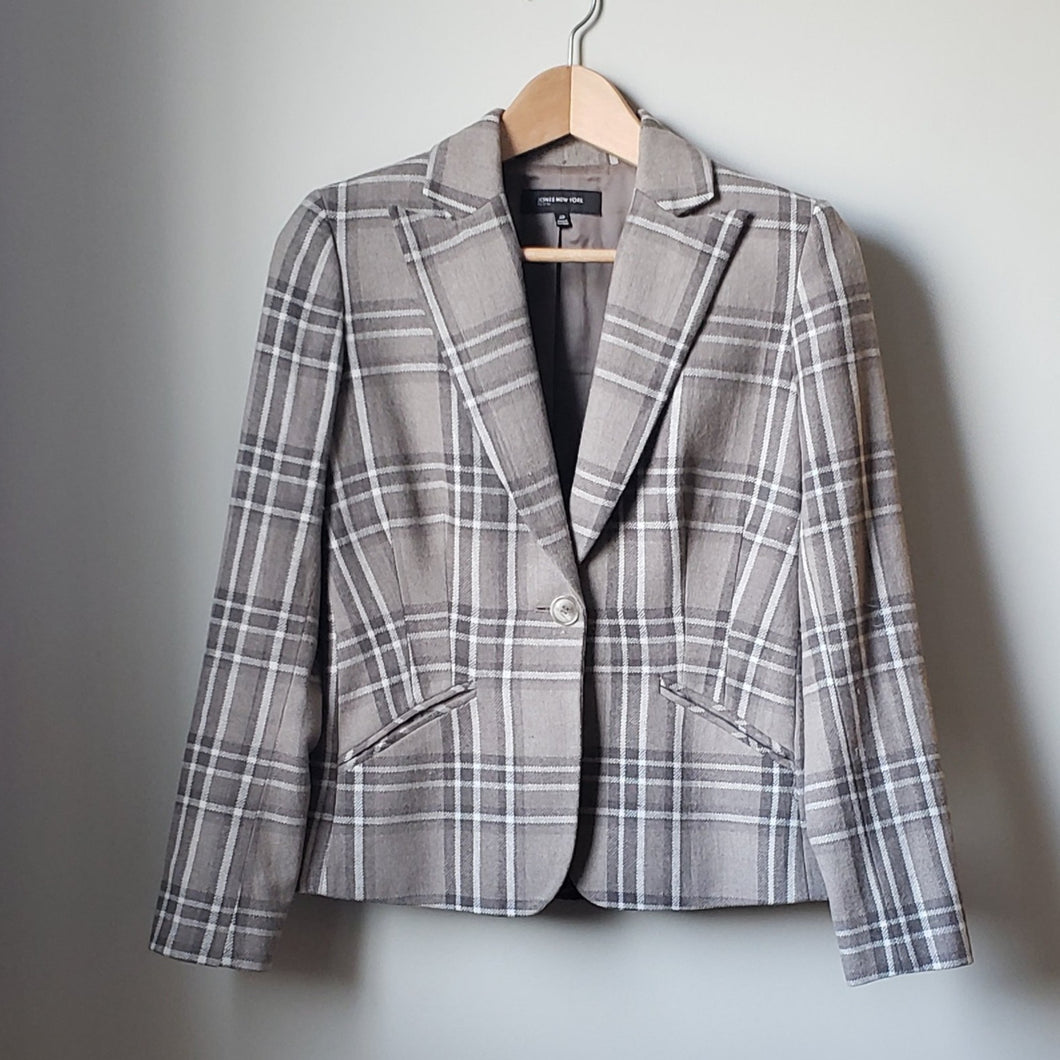 Jones New York Plaid Blazer (Size 4P/Small)