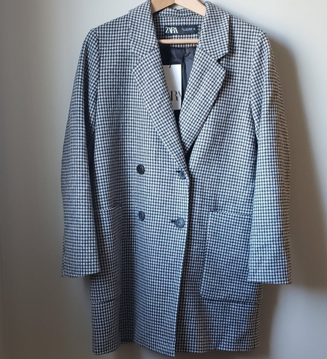 Zara Houndstooth Oversized Coat (Size Small)